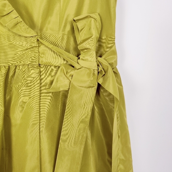 J. Crew Green Silk Wrap Dress with Ruffle Trim - Size 16 Evening Party Feminine - Picture 4 of 12
